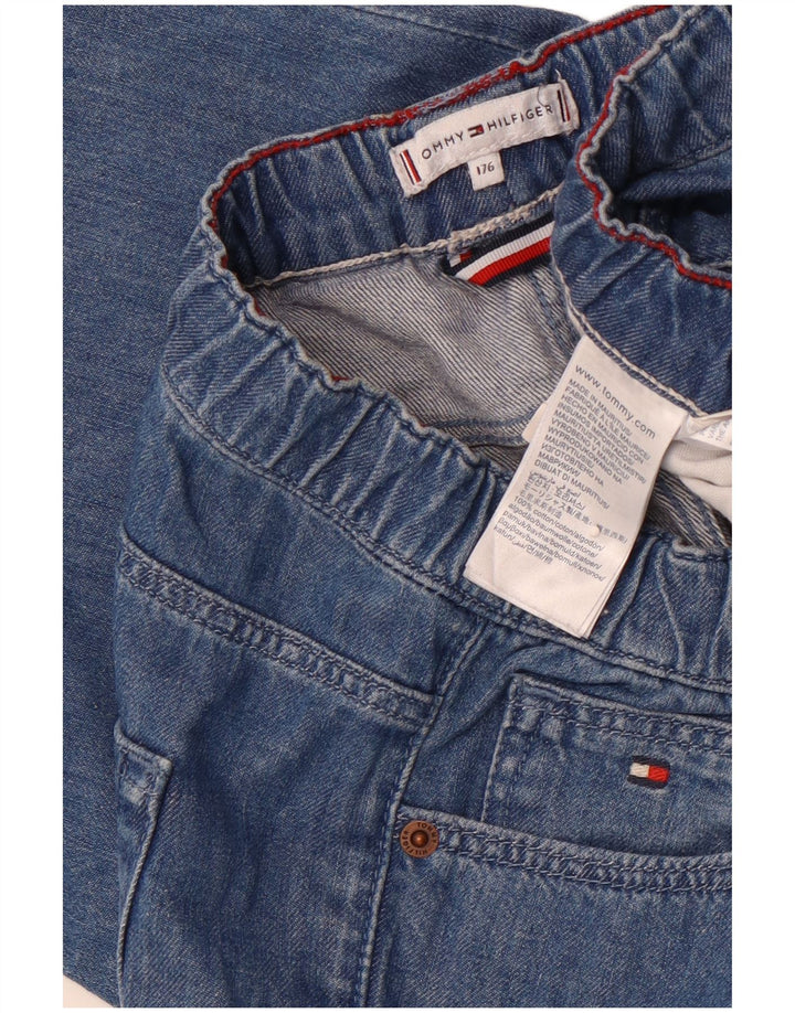 TOMMY HILFIGER Mädchen Capri-Jeans mit weitem Bein, 15–16 Jahre, W28, L23, blaue Baumwolle