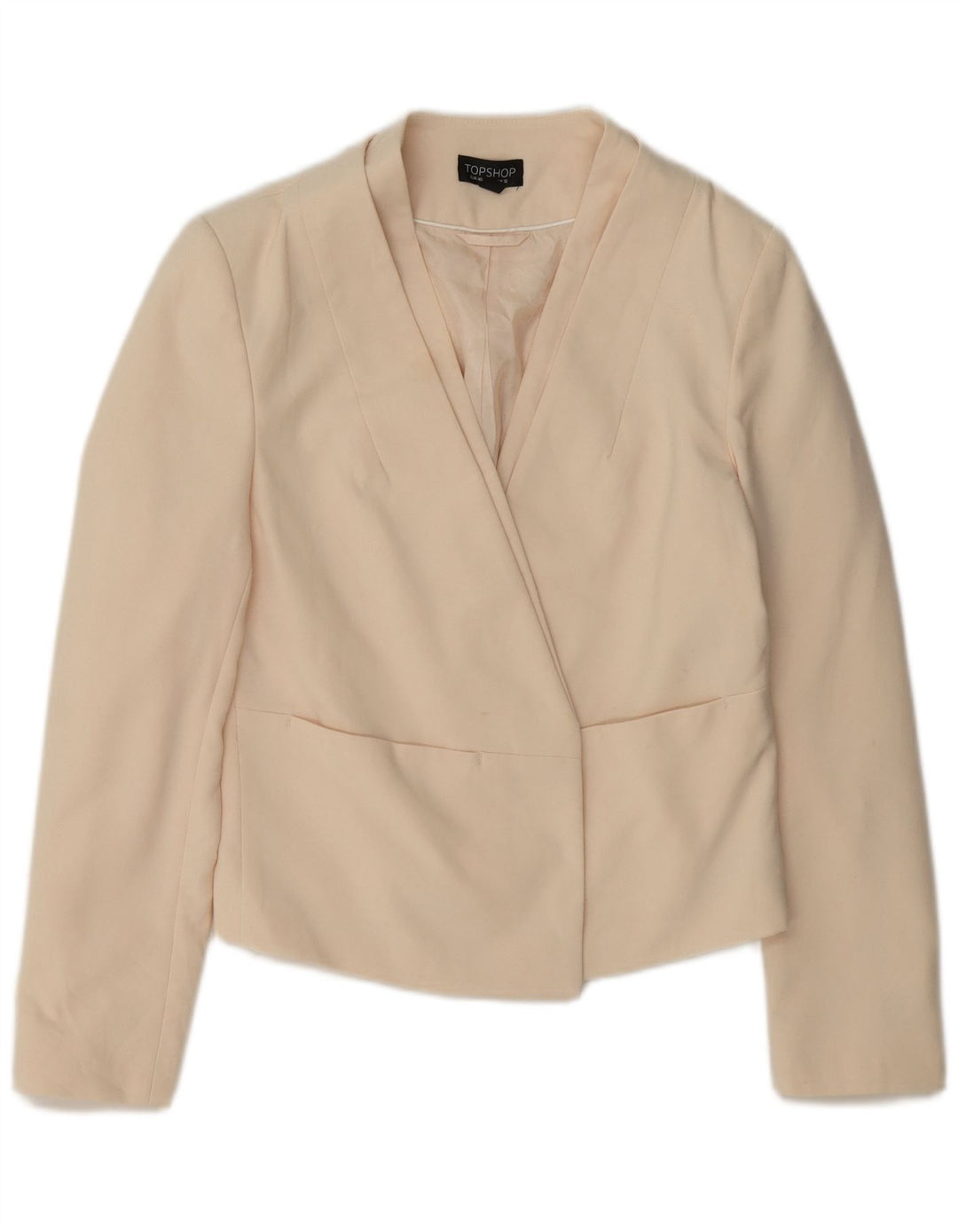 Topshop Damen Crop Open Blazer Jacke UK 12 Medium Off White Polyester