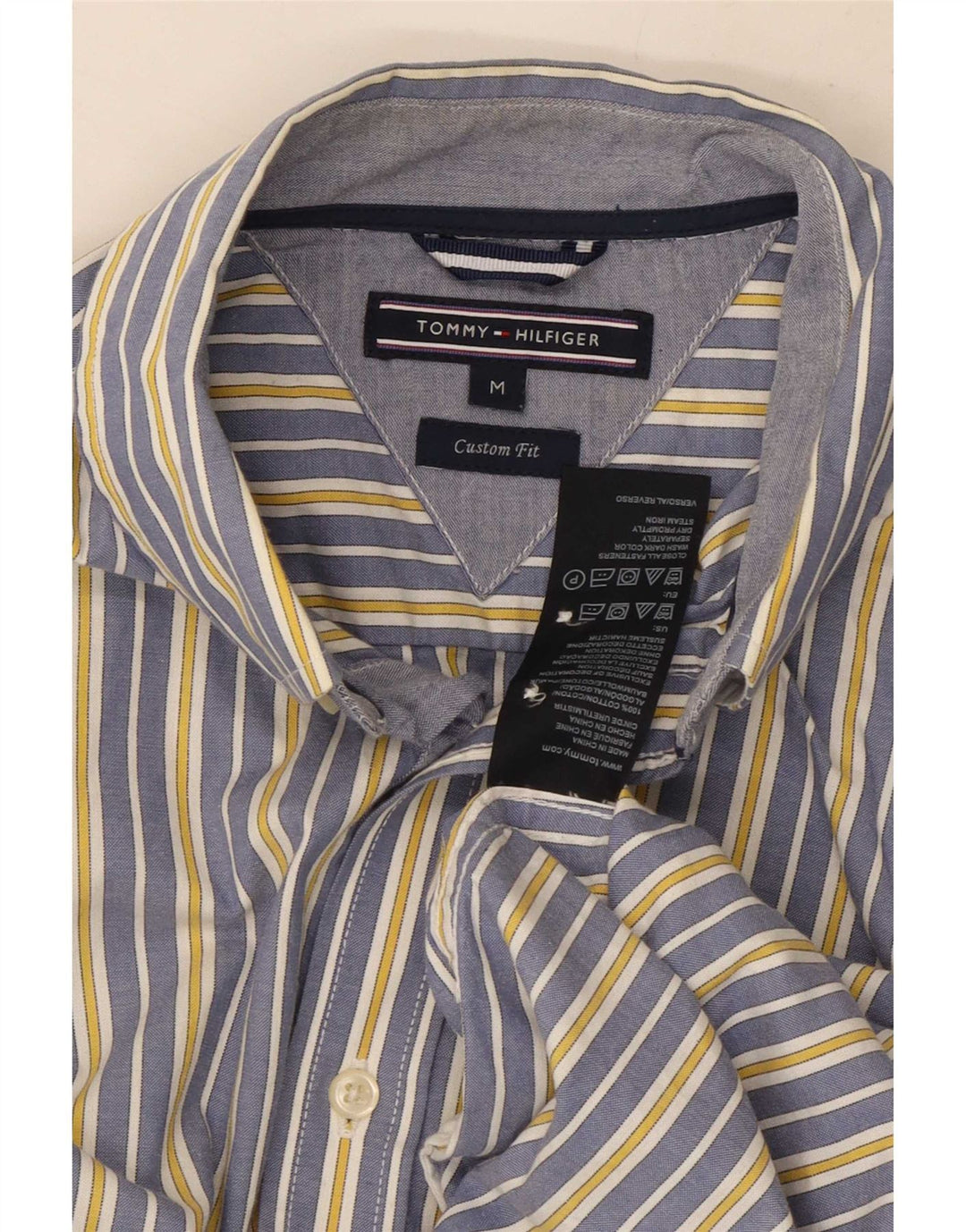 Tommy Hilfiger Herren-Hemd mit individueller Passform, mittelblau, gestreift, Baumwolle