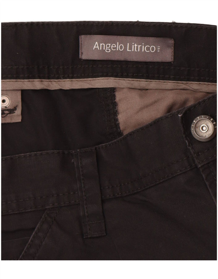 ANGELO LITRICO Herren Cargo Bermuda Shorts EU 58 4XL W42 Schwarze Baumwolle