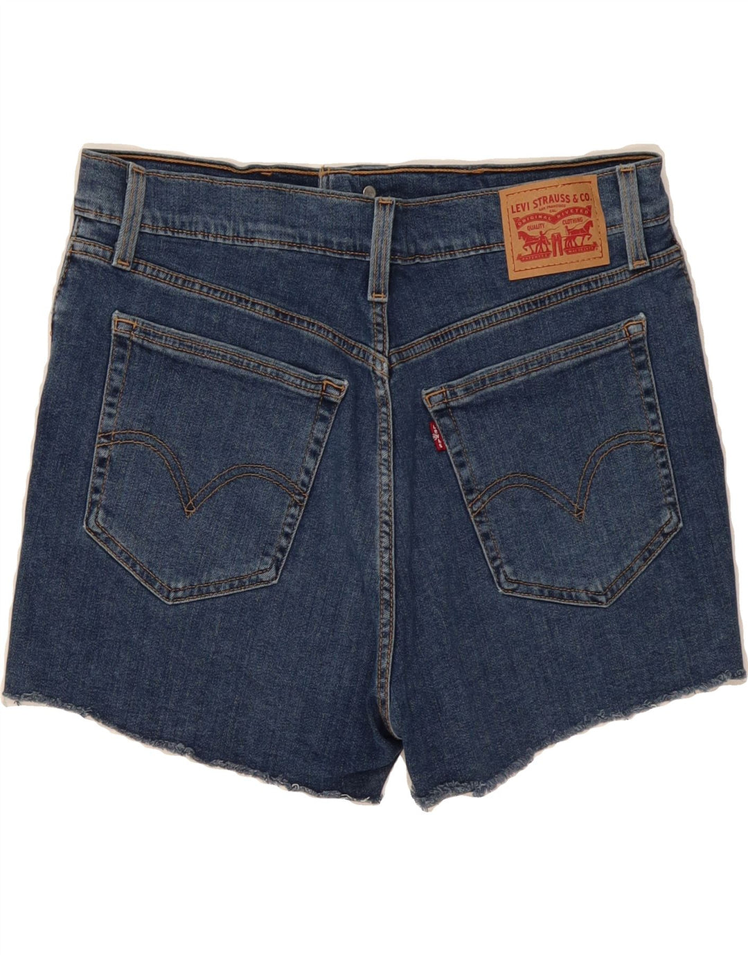 LEVI'S Womens Distressed Denim Shorts W31 Medium Blue Cotton Vintage Levi's and Second-Hand Levi's from Messina Hembry 