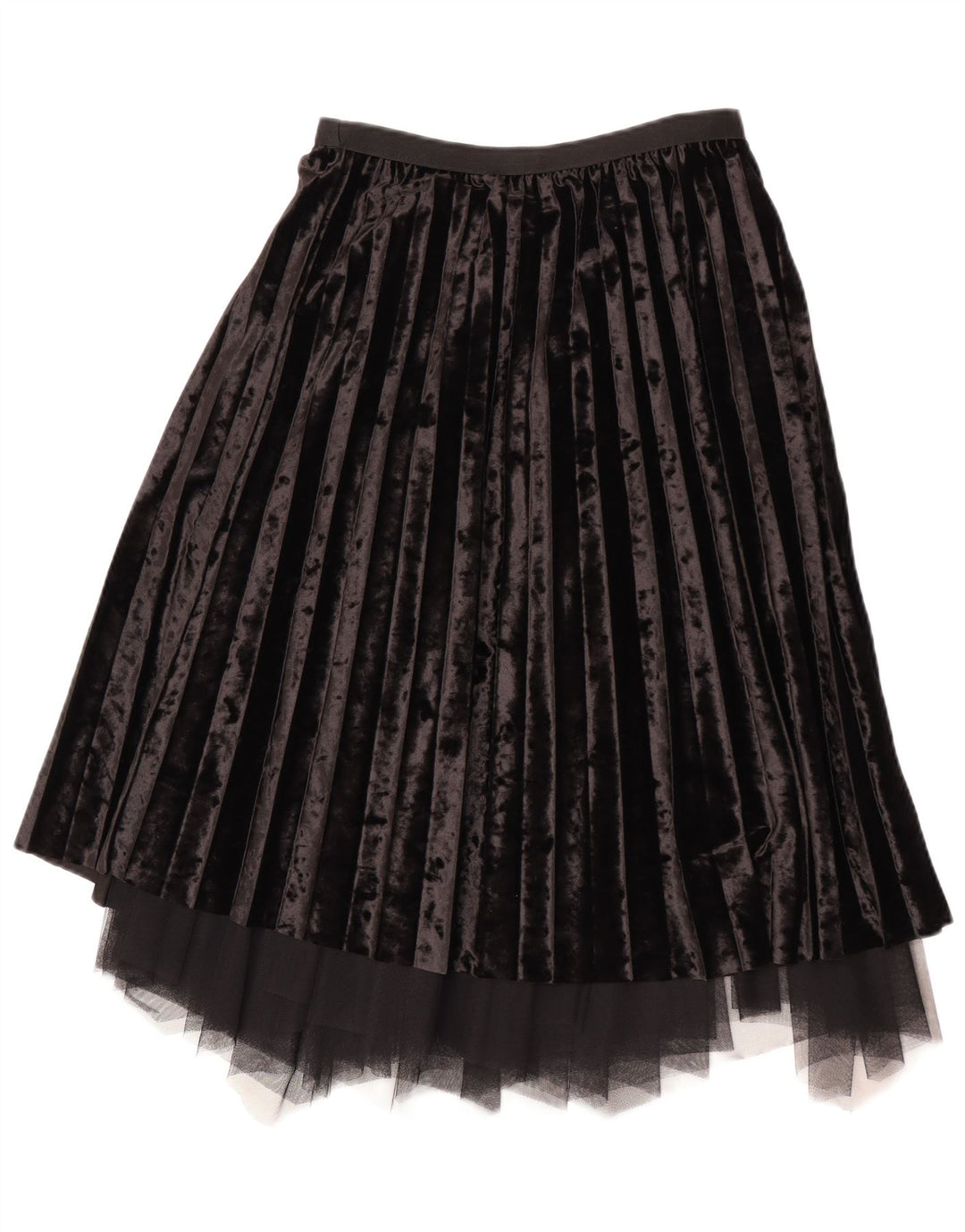 Vintage Damen Samt Faltenrock W28 Medium Schwarz