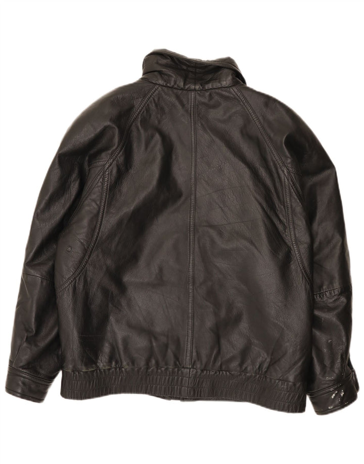 Vintage Herren Lederjacke IT 48 Medium Schwarz