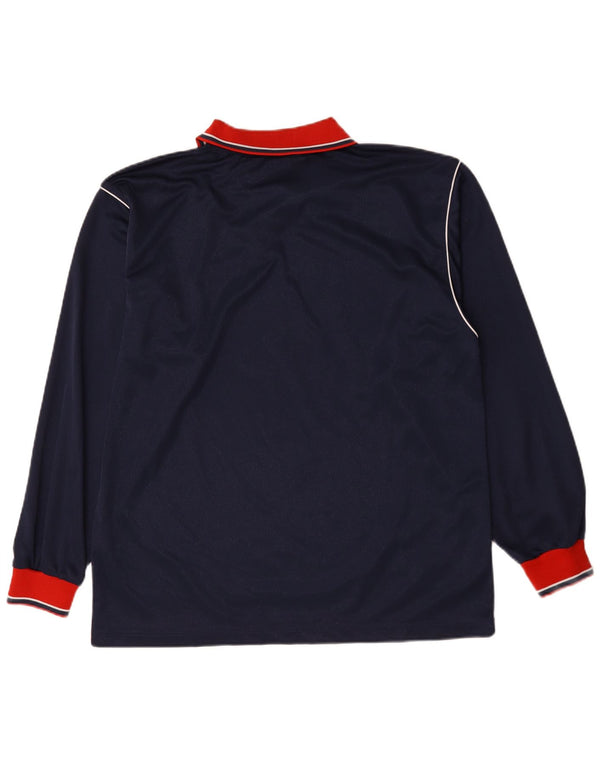 Asics Herren-Langarm-Poloshirt XL, Marineblau, Farbblock-Polyester