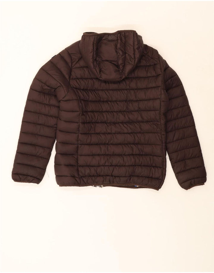 INVICTA Boys Hooded Padded Jacket 13-14 Years XL Brown Polyamide