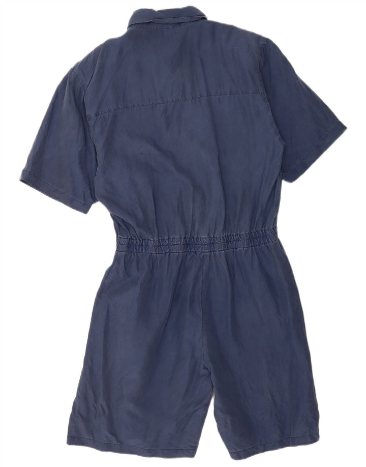 Vintage Damen Playsuit IT 44 Medium Marineblaue Seide