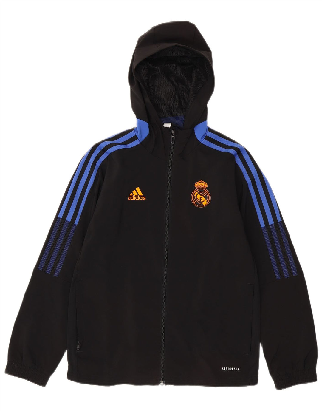 ADIDAS Jungen Real Madrid Kapuzen-Trainingsoberteil, Jacke, 9–10 Jahre, Schwarz
