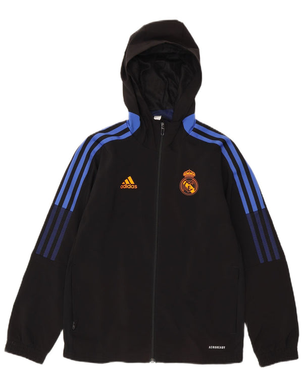 ADIDAS Jungen Real Madrid Kapuzen-Trainingsoberteil, Jacke, 9–10 Jahre, Schwarz