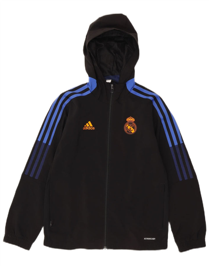 ADIDAS Jungen Real Madrid Kapuzen-Trainingsoberteil, Jacke, 9–10 Jahre, Schwarz