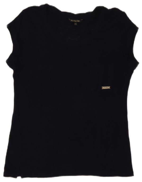 Massimo Dutti Damen T-Shirt Top UK 12 Medium Marineblau