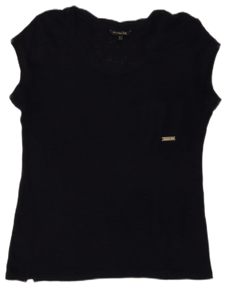Massimo Dutti Damen T-Shirt Top UK 12 Medium Marineblau