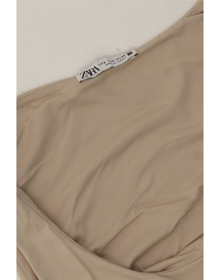 Zara Damen Weste Top UK 8 Small Beige