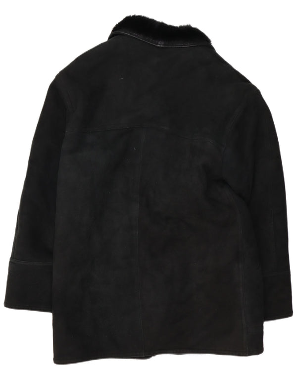 VINTAGE Herren-Shearling-Mantel IT 48 Medium Black Shearling