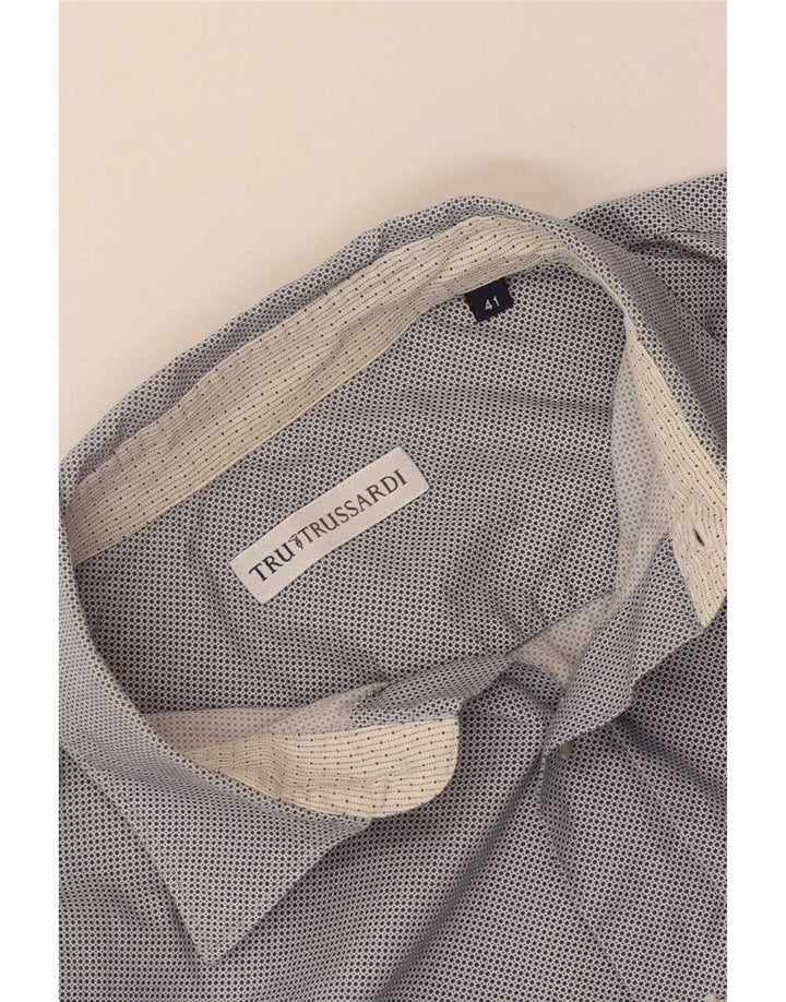 Trussardi Herrenhemd Größe 41 Mittelblau gepunktet