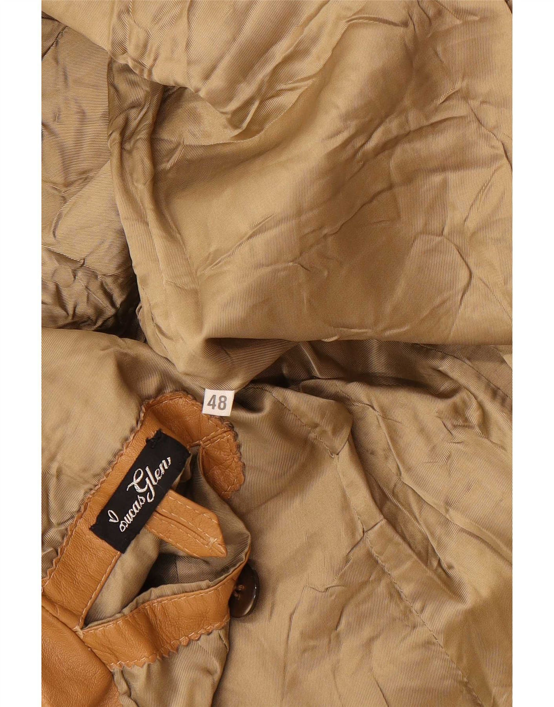 Vintage Herren 2-Knopf-Lederblazer IT 48 Mittelbeige