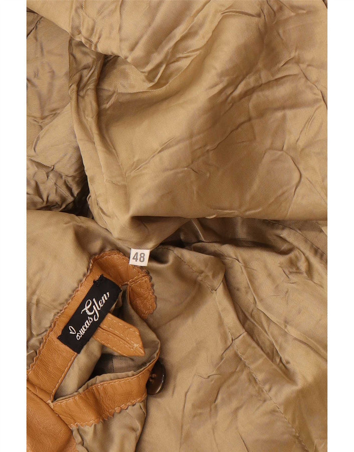 Vintage Herren 2-Knopf-Lederblazer IT 48 Mittelbeige
