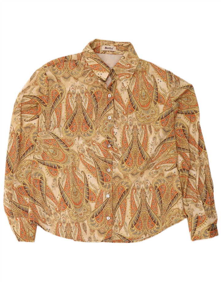 Vintage Damen Hemd IT 50 XL Beige Paisley Polyester