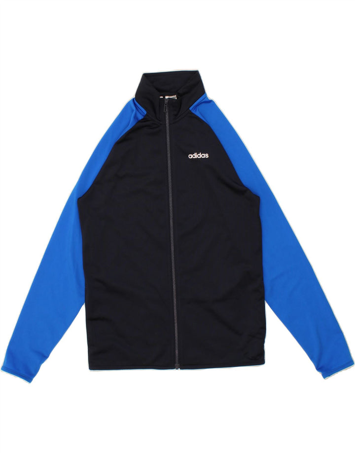 ADIDAS Boys Tracksuit Top Jacket 14-15 Years Black Colourblock Polyester Vintage Adidas and Second-Hand Adidas from Messina Hembry 