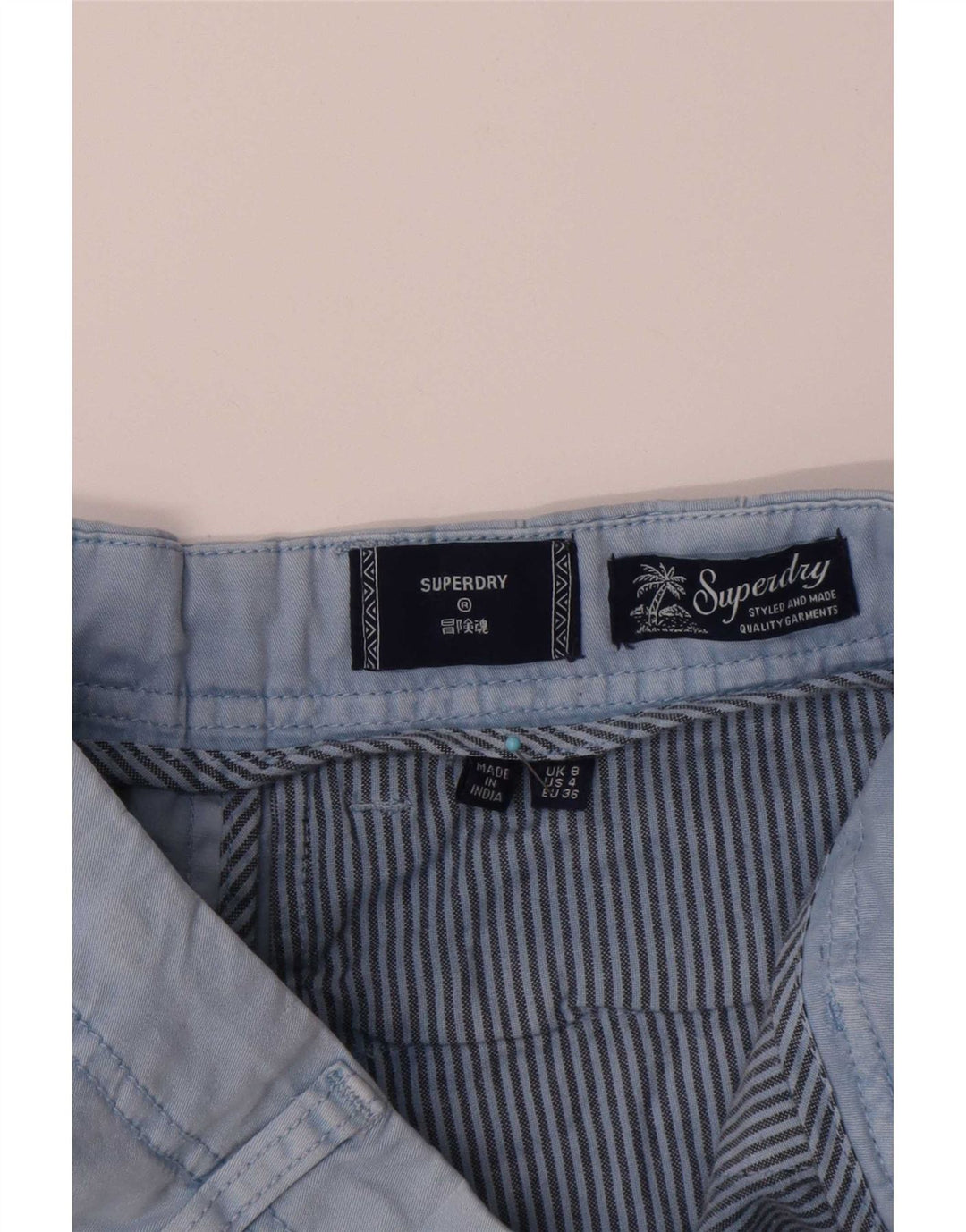 Superdry Damen Hotpants UK 8 Small W28 Blaue Baumwolle