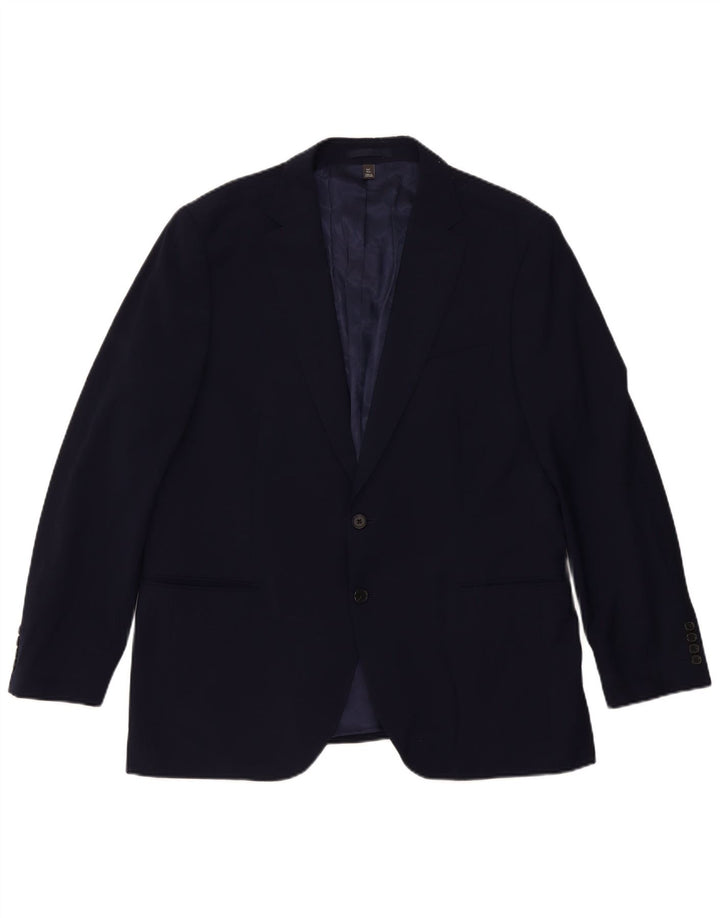 Marks & Spencer Herren-Blazer mit 2 Knöpfen, UK 44, 2XL, marineblaue Wolle