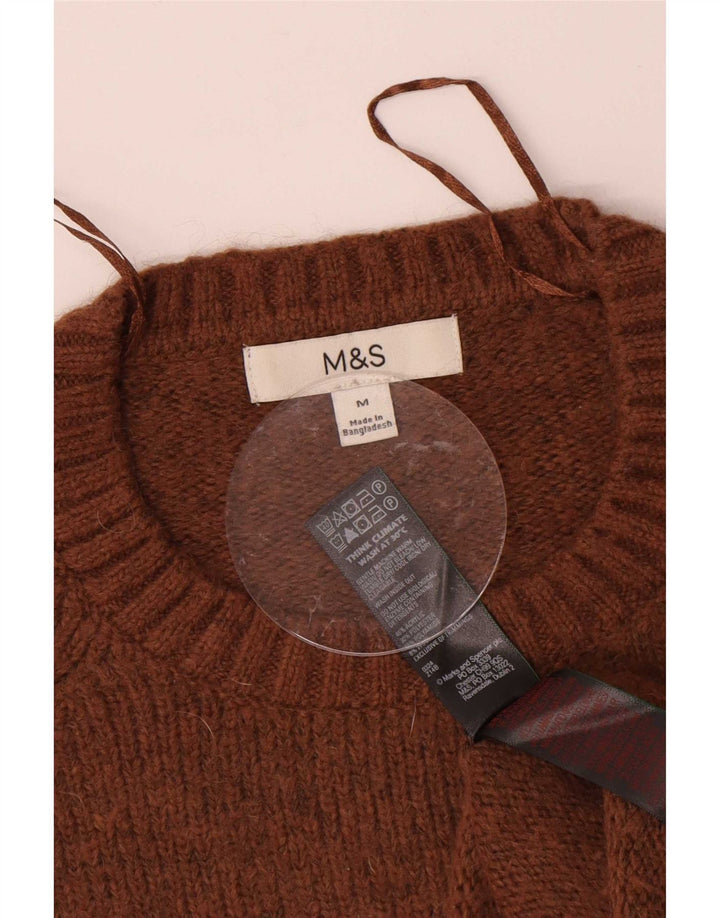 Marks & Spencer Damen Pullover mit Rundhalsausschnitt, UK 14, Mittelbraun
