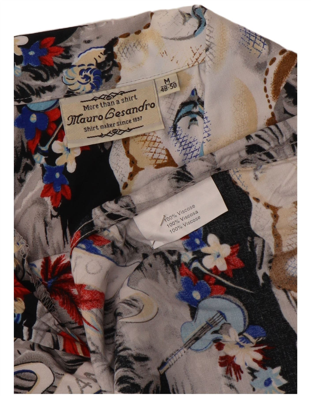 MAURO GESANDRO Herren-Grafikhemd IT 48/50 Medium Mehrfarbig Hawaiianisch