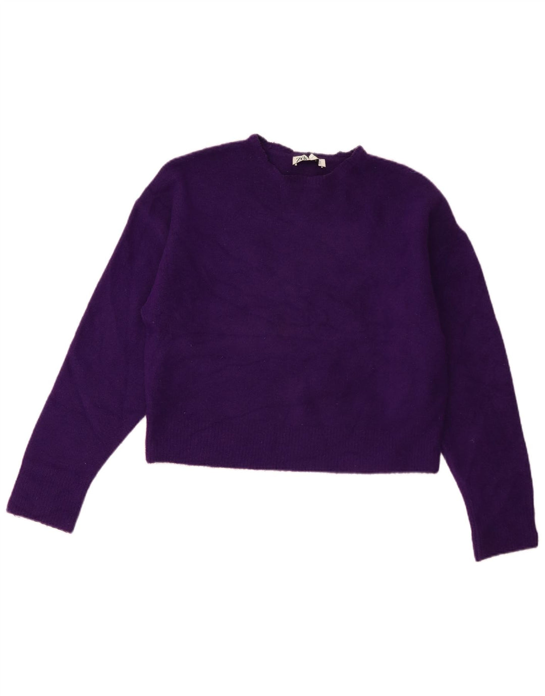 Zara Damen Crop Crew Neck Pullover Pullover UK 14 Medium Purple