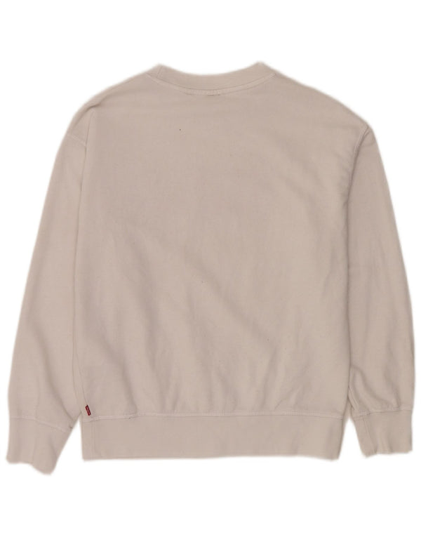 Levi's Damen-Sweatshirt mit Grafik-Übergröße, Größe UK 6, XS, weiße Baumwolle