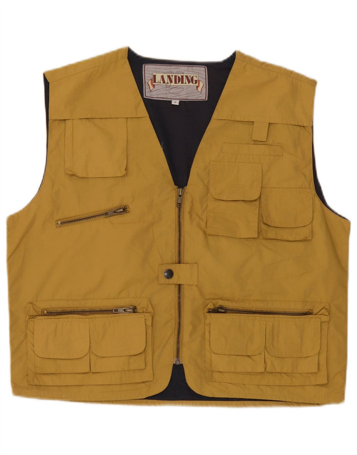 Vintage Herren Utility Gilet UK 38 Mittelgelbes Polyester