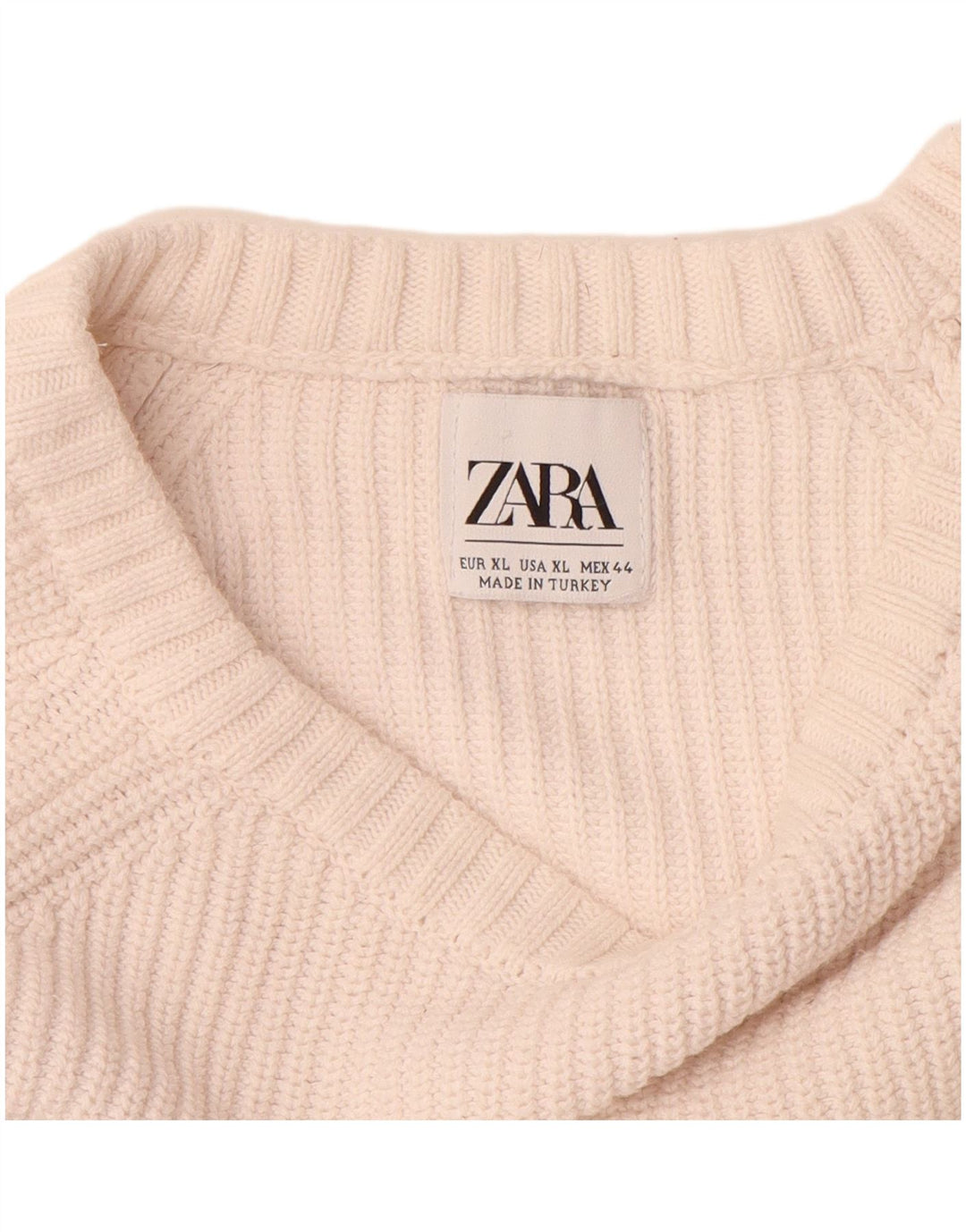 ZARA Mens Boat Neck Jumper Sweater XL Off White