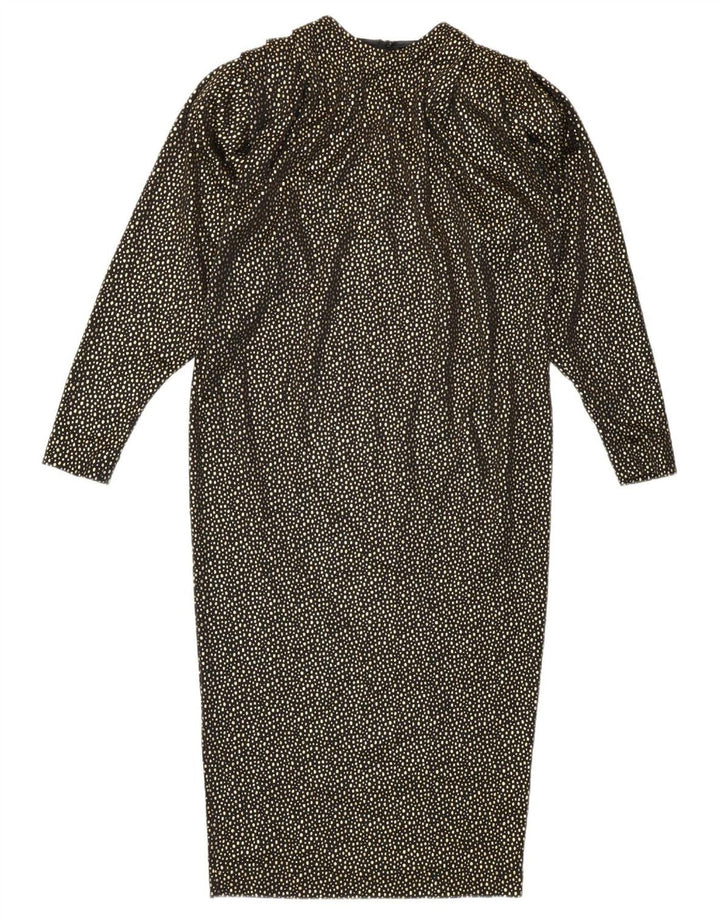 Vintage Damen Langarm-Etuikleid IT 42 Mittelgold gefleckt