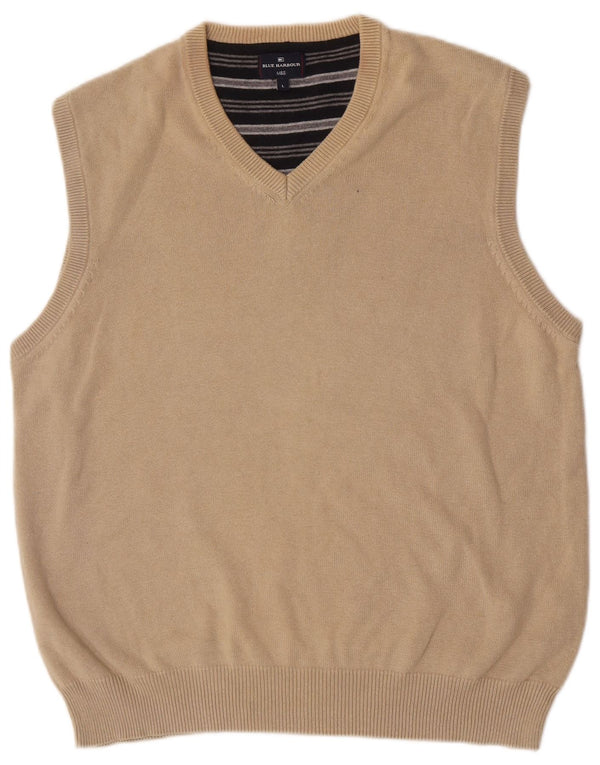 Marks & Spencer Herren Blue Harbor Vest Tank Top Large Beige Baumwolle