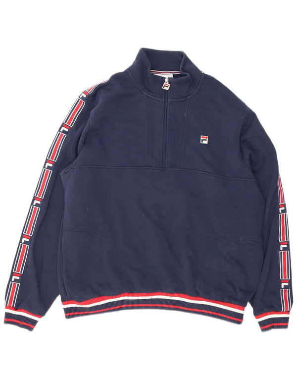 Fila Herren-Sweatshirt mit grafischem Reißverschluss, 3XL, Marineblau, Farbblock