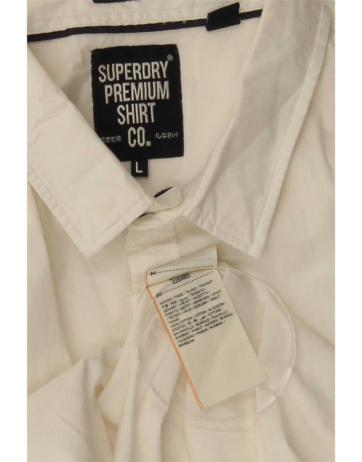 Superdry Herren-Kurzarmhemd, groß, aus weißer Baumwolle