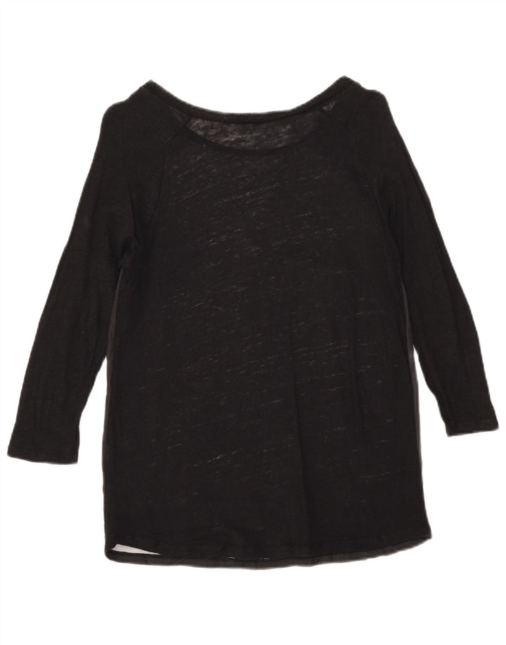 Zara Damen Grafik-Top mit 3/4-Ärmeln, UK-Größe 12, mittelschwarz, geblümt