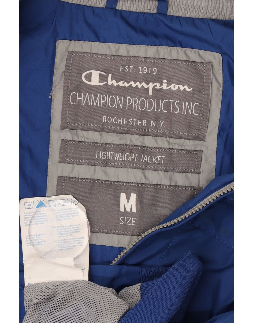 Champion Herren Bomberjacke UK 38 Mittelblaues Polyester