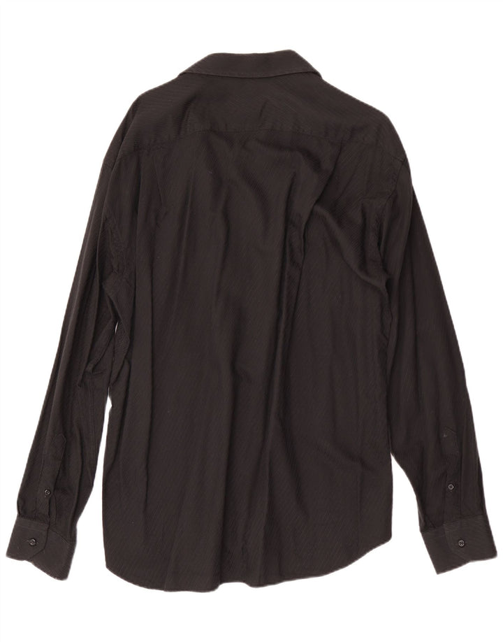 Roccobarocco Herrenhemd, Größe 43/17, XL, schwarz gestreift, Baumwolle