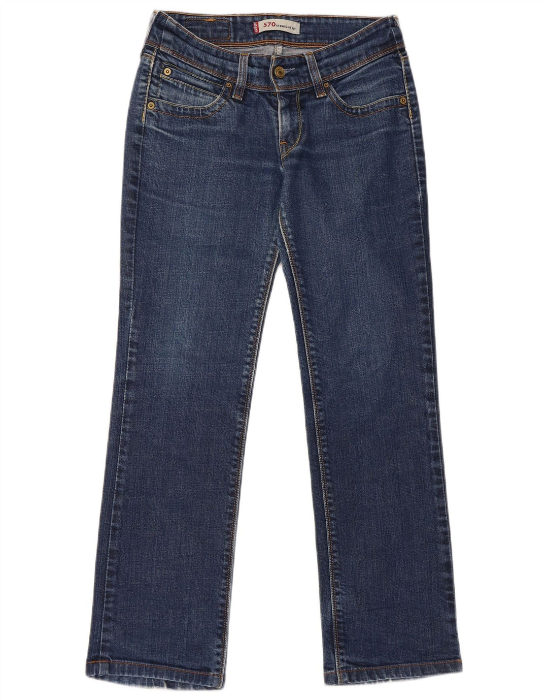 Levi's Damen 570 Straight Jeans W28 L28 Blaue Baumwolle