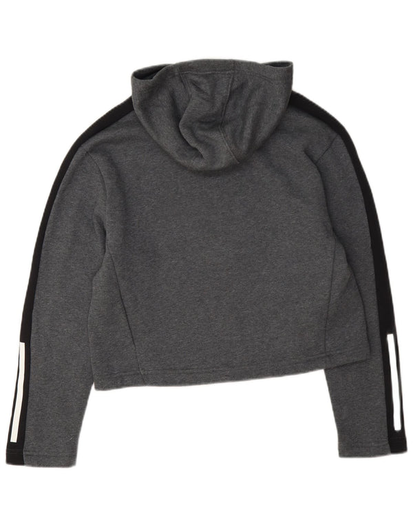 Adidas Crop Hoodie-Pullover für Mädchen, 11–12 Jahre, graue Colourblock-Baumwolle