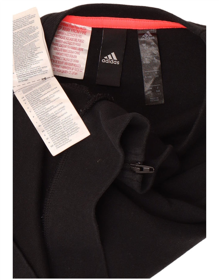 ADIDAS Boys Graphic Sweatshirt Jumper 9-10 Years Black Cotton