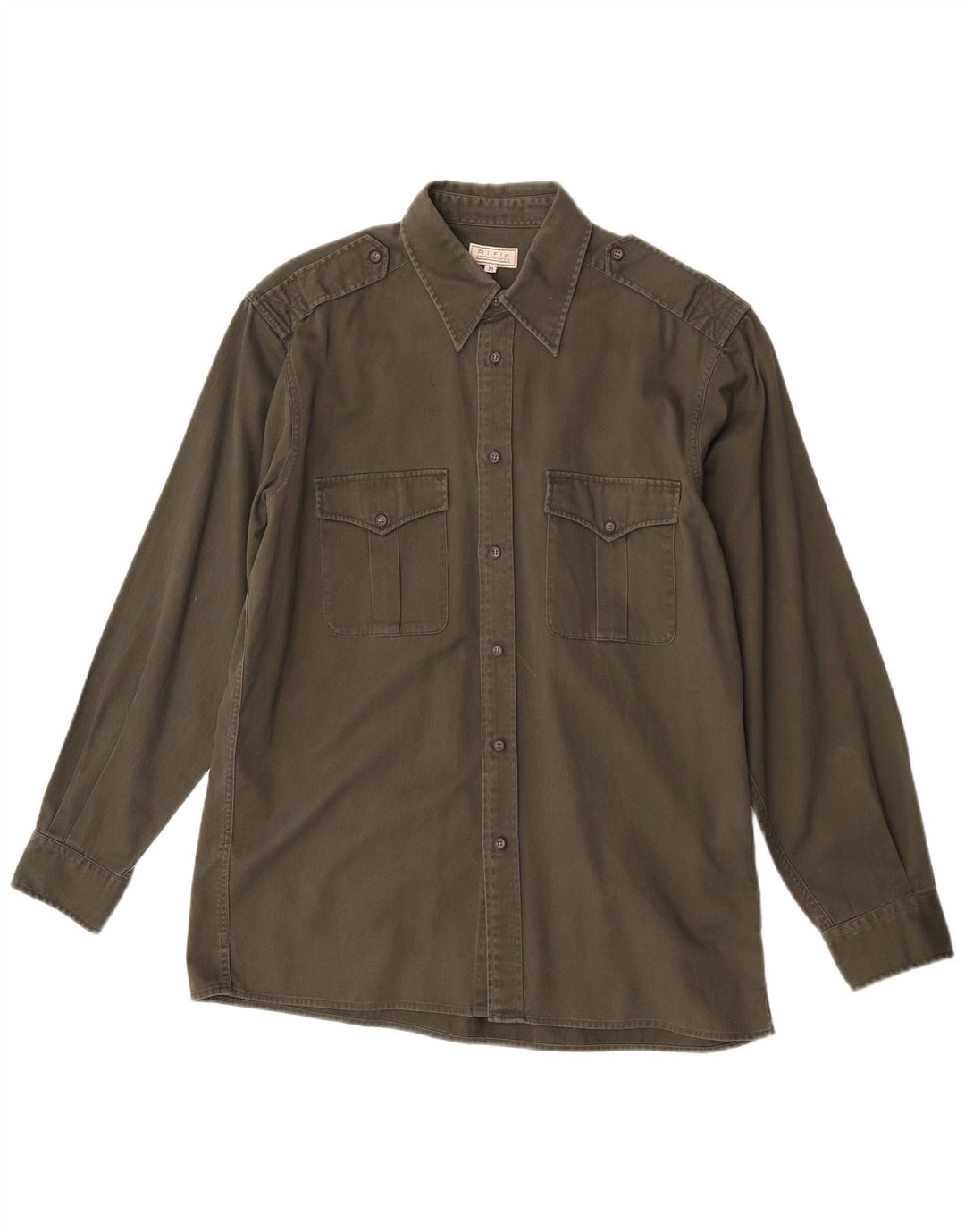 Rifle Herren-Militärhemd aus mittlerer Khaki-Baumwolle