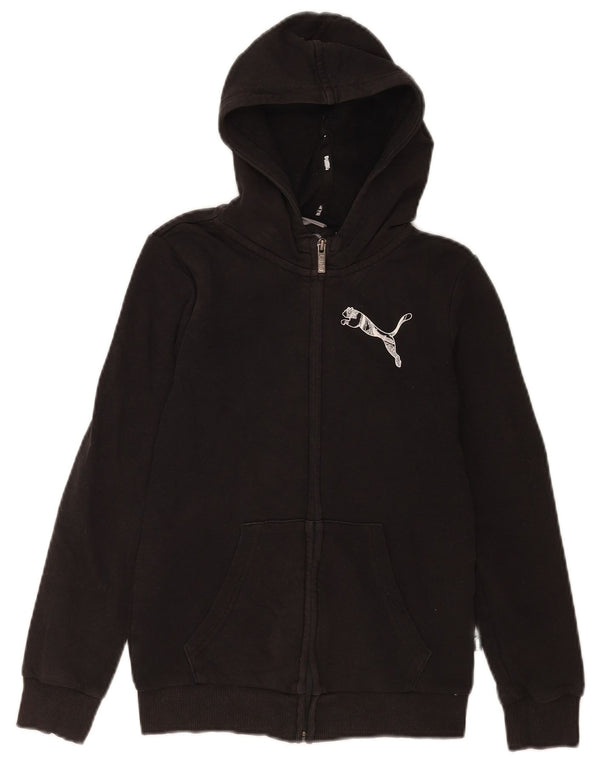 Puma Jungen-Kapuzenpullover mit Reißverschluss, 11–12 Jahre, schwarze Baumwolle