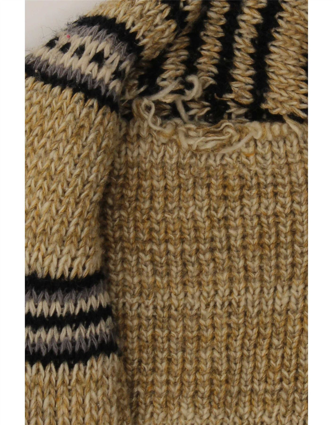 Offener Vintage-Cardigan für Herren mit Grafik, Mittelbeige, Farbblock