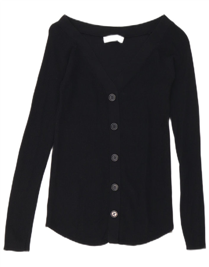 Zara Damen-Cardigan-Pullover UK 10 Kleine schwarze Viskose