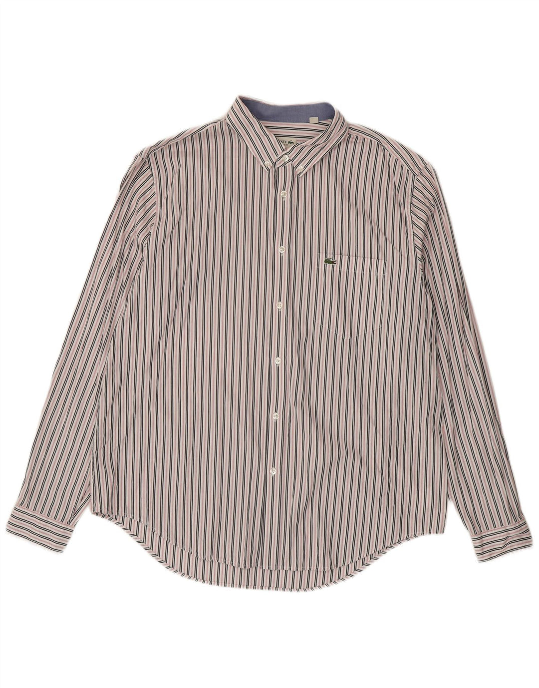 Lacoste Herren-Hemd mit normaler Passform, Größe 45, XL, weiß gestreift, Baumwolle