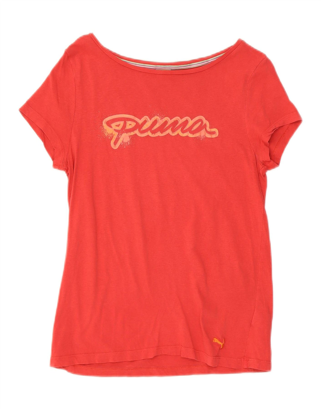 PUMA Womens Graphic T-Shirt Top UK 12 Medium  Red Cotton Vintage Puma and Second-Hand Puma from Messina Hembry 