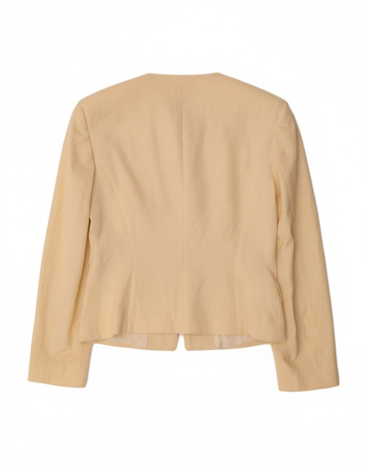 GENNY Womens Crop Blazer Jacket IT 40 Small Yellow Wool