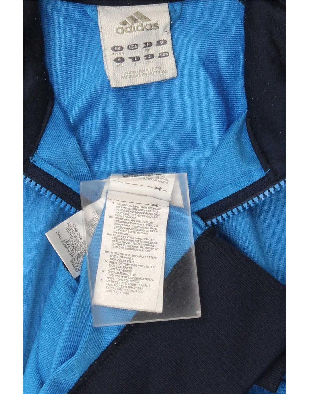 Adidas Herren-Trainingsanzugoberteil, UK-Größe 42/44, großes blaues Colourblock-Polyester
