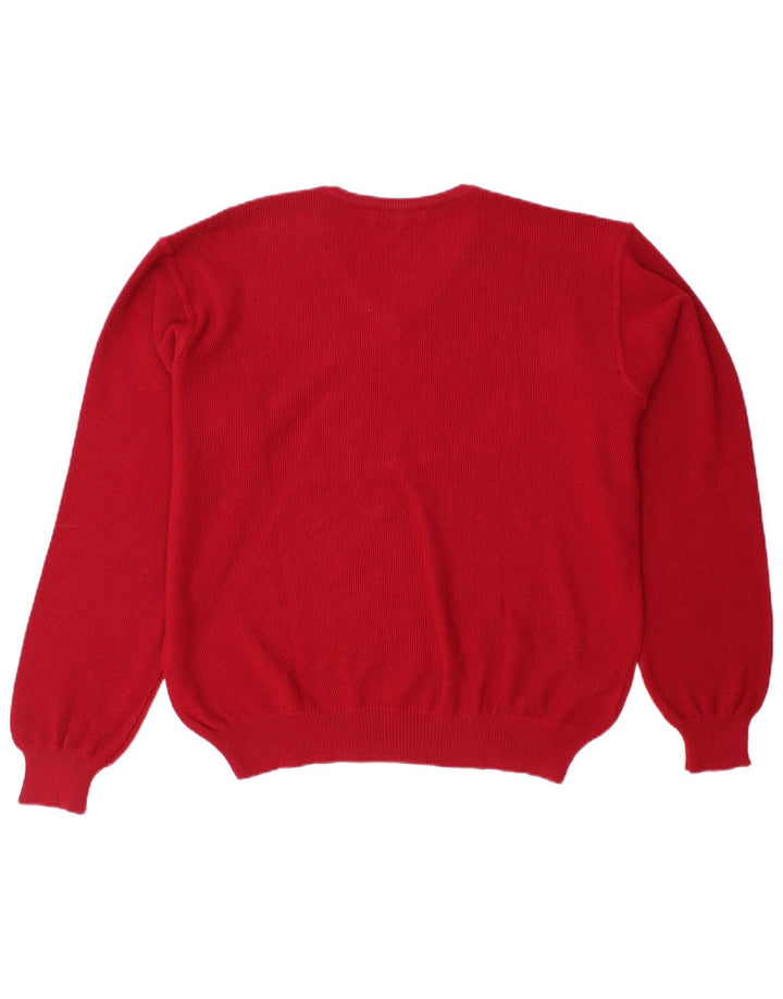 IL GRANCHIO Herren-Pullover mit V-Ausschnitt, große rote Wolle