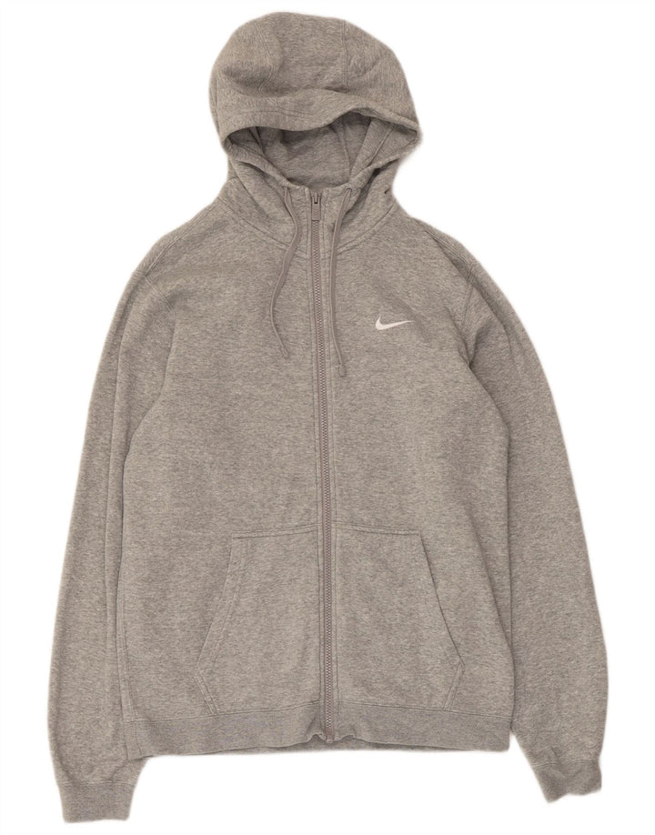 Nike Herren-Kapuzenpullover mit Kapuze und Reißverschluss, mittelgraue Baumwolle
